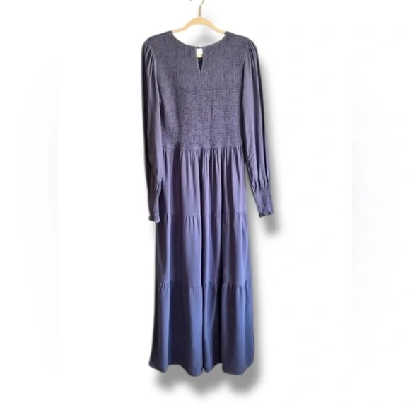 ZESICA long sleeve smocked tiered midi dress - Picture 5 of 8